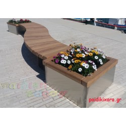 Ξύλινο παγκάκι "S" με ζαρντινιέρες 